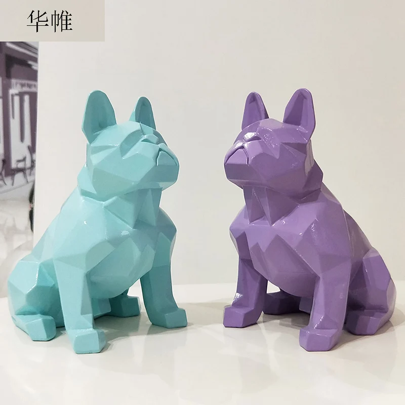 

Nordic abstract geometric resin dog statue modern minimalist French bulldog sculpture animal statue ornament, craft Decorations