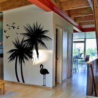 hot sale large palm trees bird adhesive vinly wall decal art mural wall sticker home decor