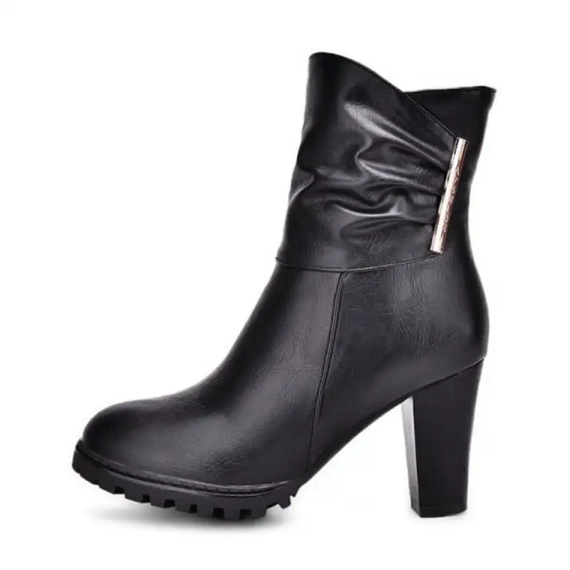 ZALAVOR/пикантные женские сапоги на высоком каблуке теплая меховая обувь молнии