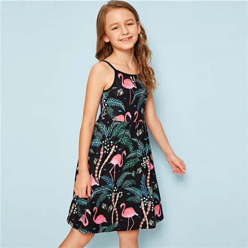 Multi SHEIN Kiddie/красное платье в горошек с рюшами и открытыми плечами для девочек г. летнее расклешенное платье до колена с короткими рукавами для отдыха в стиле бохо - Color: Multi
