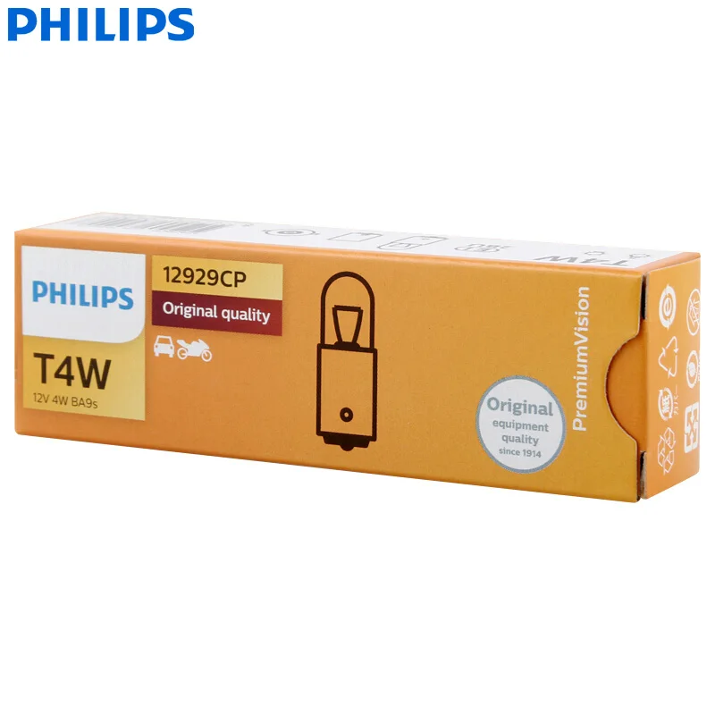 Лампы Philips Vision T4W 12929CP BA9s PG13 4 Вт стандартные оригинальные лампы для чтения с