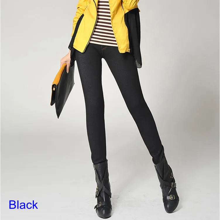 Женские джинсовые леггинсы утепленные штаны из джинсовой ткани без застежки с