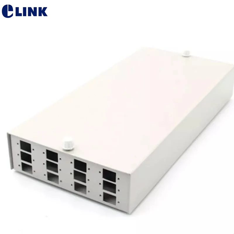 

2pcs 12 cores FTTH SC blank terminal box SPCC 12 ports LC DX ST FC fiber optic patch panel FTTX box Beige ELINK thickened