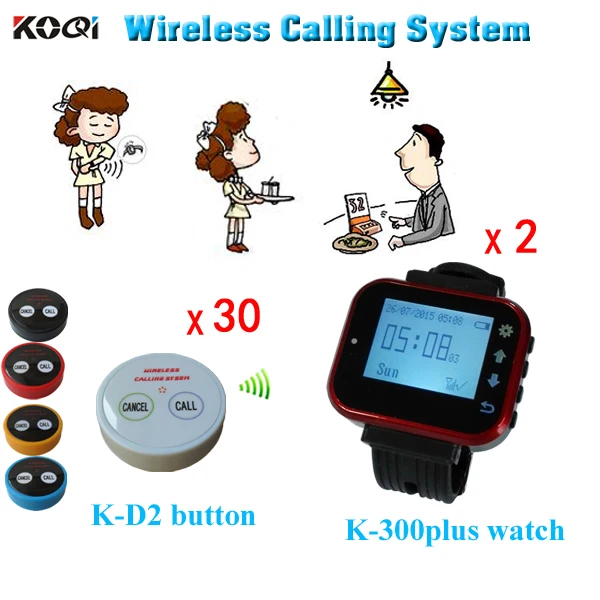 Restaurant Table System Smart Watch Call Button Transmitter (2 Wrist Watch 30 Call Button)