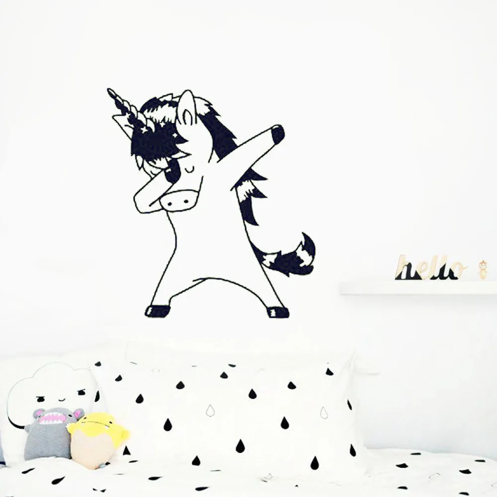 

Dabbing Unicorn Wall Decal Children Nursery Wall Decor Cool Dancing Unicorn Vinyl Stickers Home Decoration Bedroom Mural G571