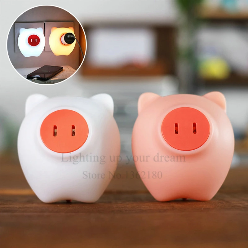 

Light Control Lamp Cute Pig LED Night Light Multifunctional 2 Modes Soft Night Lights With Switch For Children Bedroom Kids Room