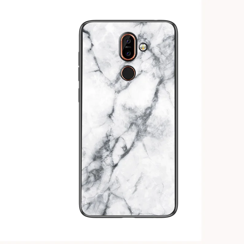 Роскошный Мраморный чехол из закаленного стекла для телефона Nokia X6 X7 X71, Жесткий Чехол для Nokia 7,1 7 1 4,2 3,1 Plus, силиконовый чехол - Цвет: 1