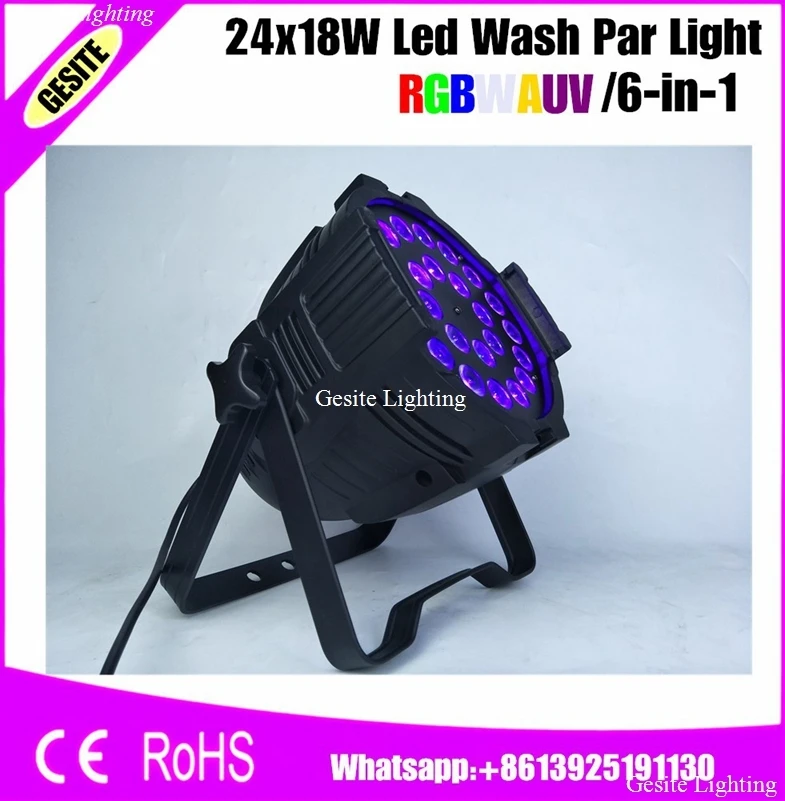 Комнатный светодиодный настенный светильник DMX 24x18 Вт RGBWA + UV 6 в 1 для зала вечерние