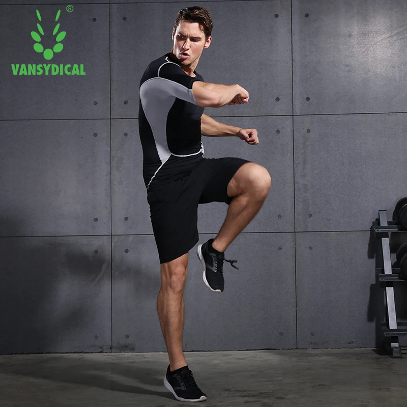 VANSYDICAL 2 шт. Фитнес одежда спортивный костюм Для мужчин спортивная быстросохнущая