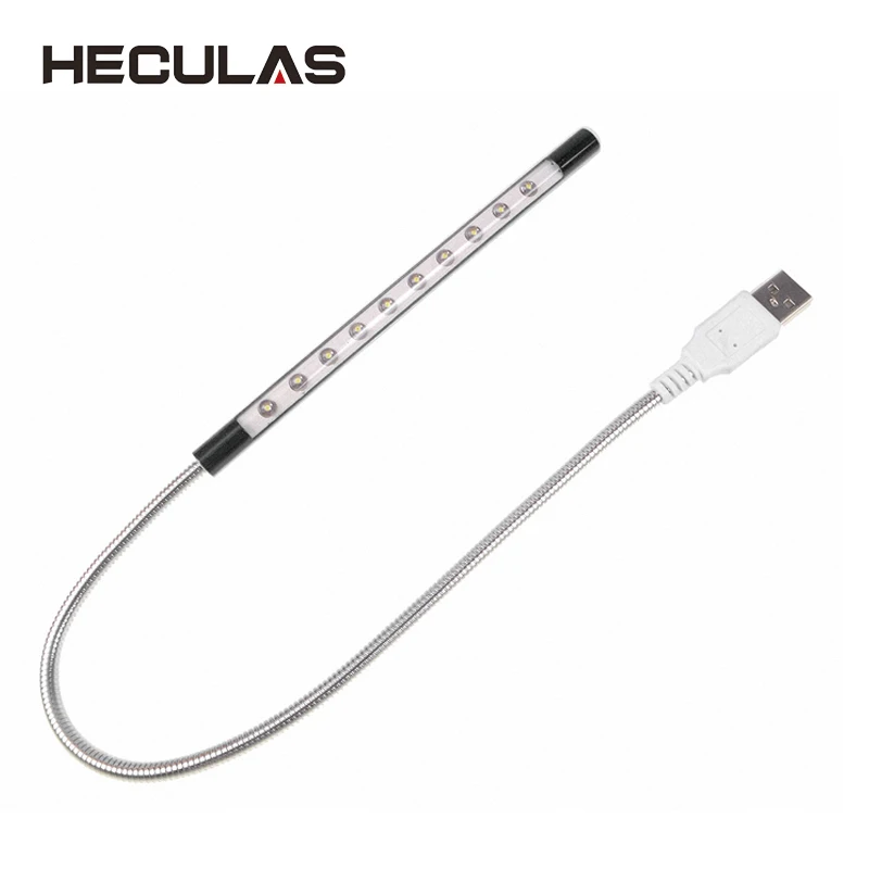 HECULAS маленький гибкий USB Led 10 светильник Компьютер лампа для чтения яркий