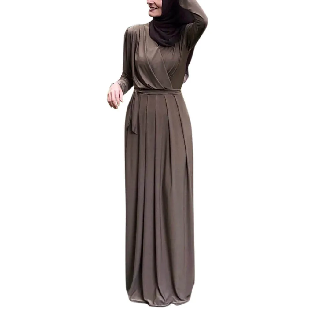 

Casual Floral Beach Dress Women Vestidos Verano Womwen 's Indian Pleated Neck Indian Women'S Muslim Dress Burqa Jilab Abaya A502