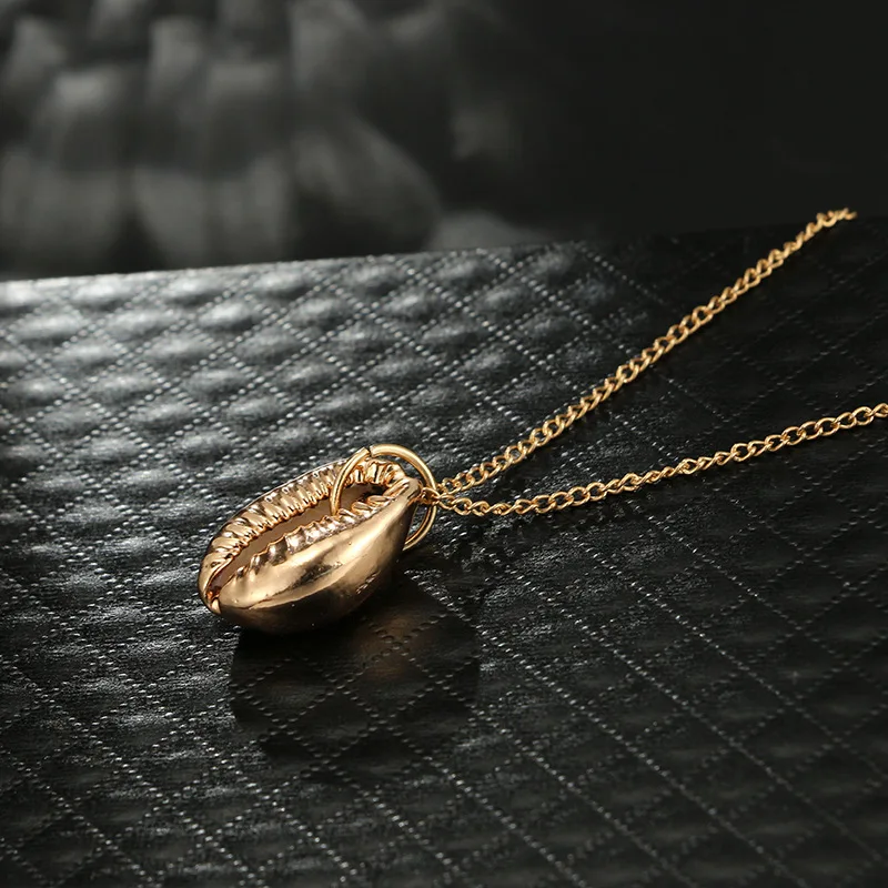 Vintage Silver Gold Alloy Conch Necklace For Women Shell shape Pendant Simple Ocean Beach Bohemian Fashion Jewelry Party Gift | Украшения и