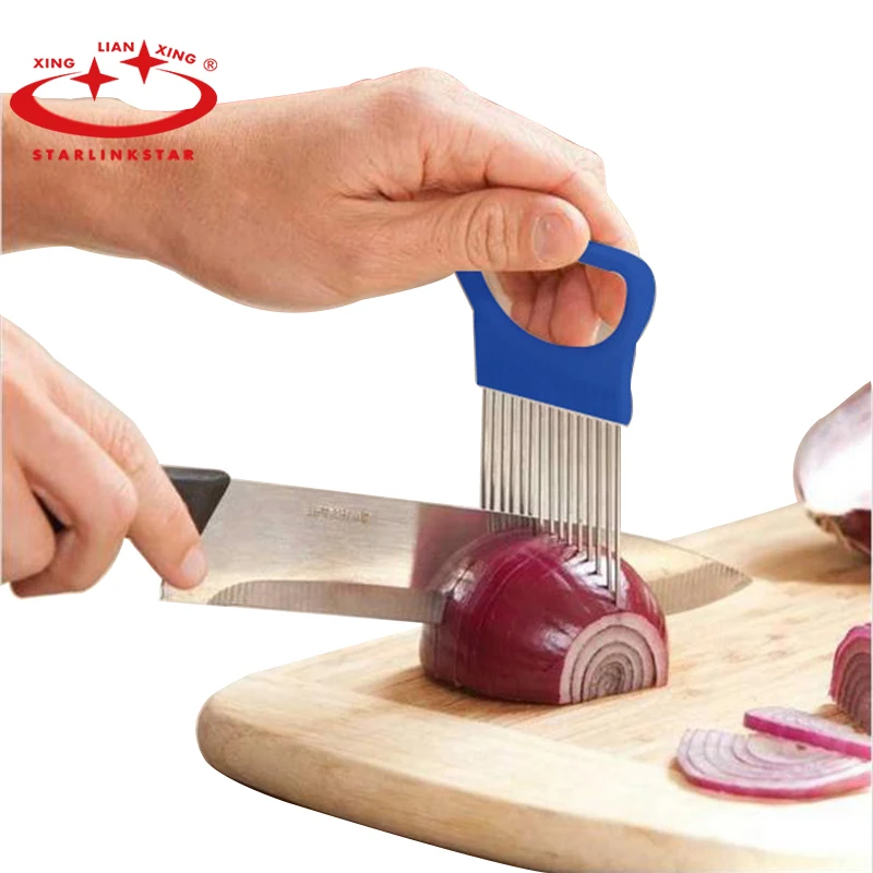 1 шт. ручной держатель для лука резак овощей томатная слайсер из нержавеющей