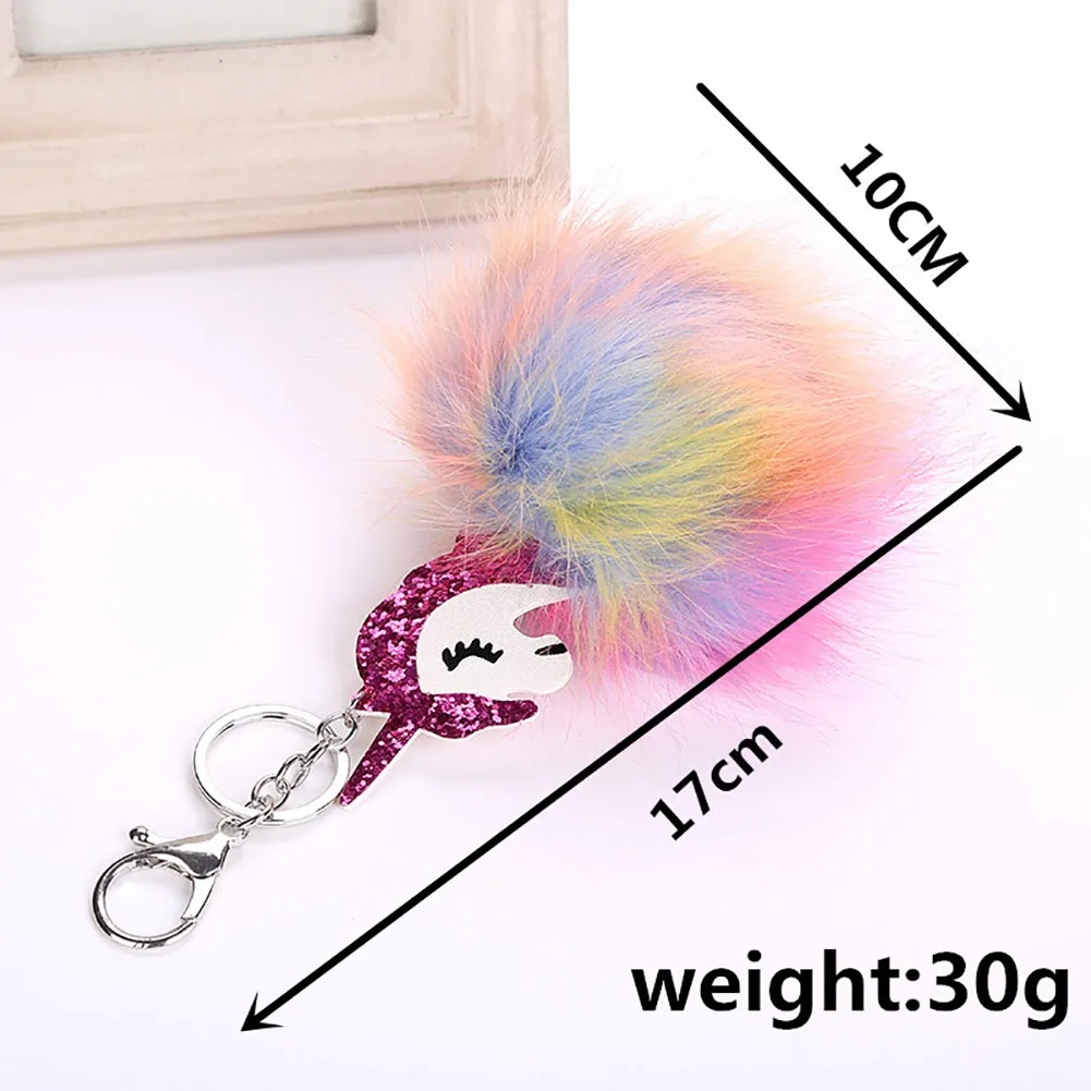 1 шт. Мода Блеск Мягкий Плюшевый единорог кулон помпонами брелок для ключей сумки