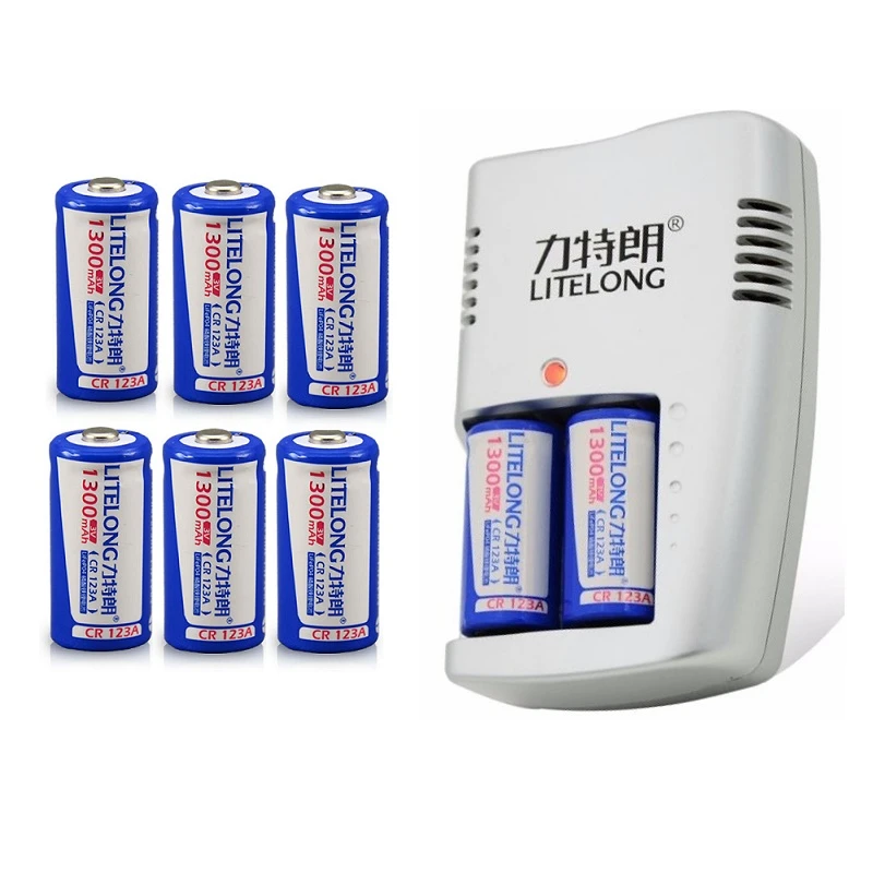 LITELONG 1300 мач CR123A LiFePo4 перезаряжаемая батарея + 2 слота интеллектуальное умное