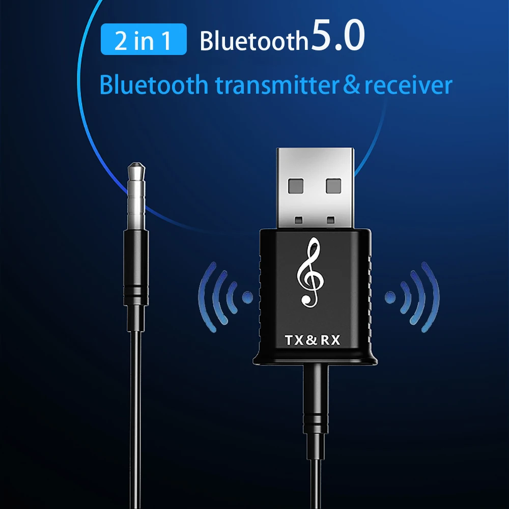 Bluetooth 5,0 аудио передатчик приемник 2 в 1 USB Bluetooth передатчик Мини 3,5 мм AUX Стерео для ТВ ПК автомобильный беспроводной адаптер