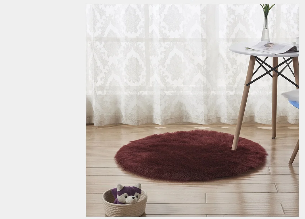 wine red Новейший 40-60 см круглый Пушистый Ковер мохнатый простой пушистый художественный Декор для дома Противоскользящий коврик для комнаты домашний коврик для спальни - Цвет: wine red