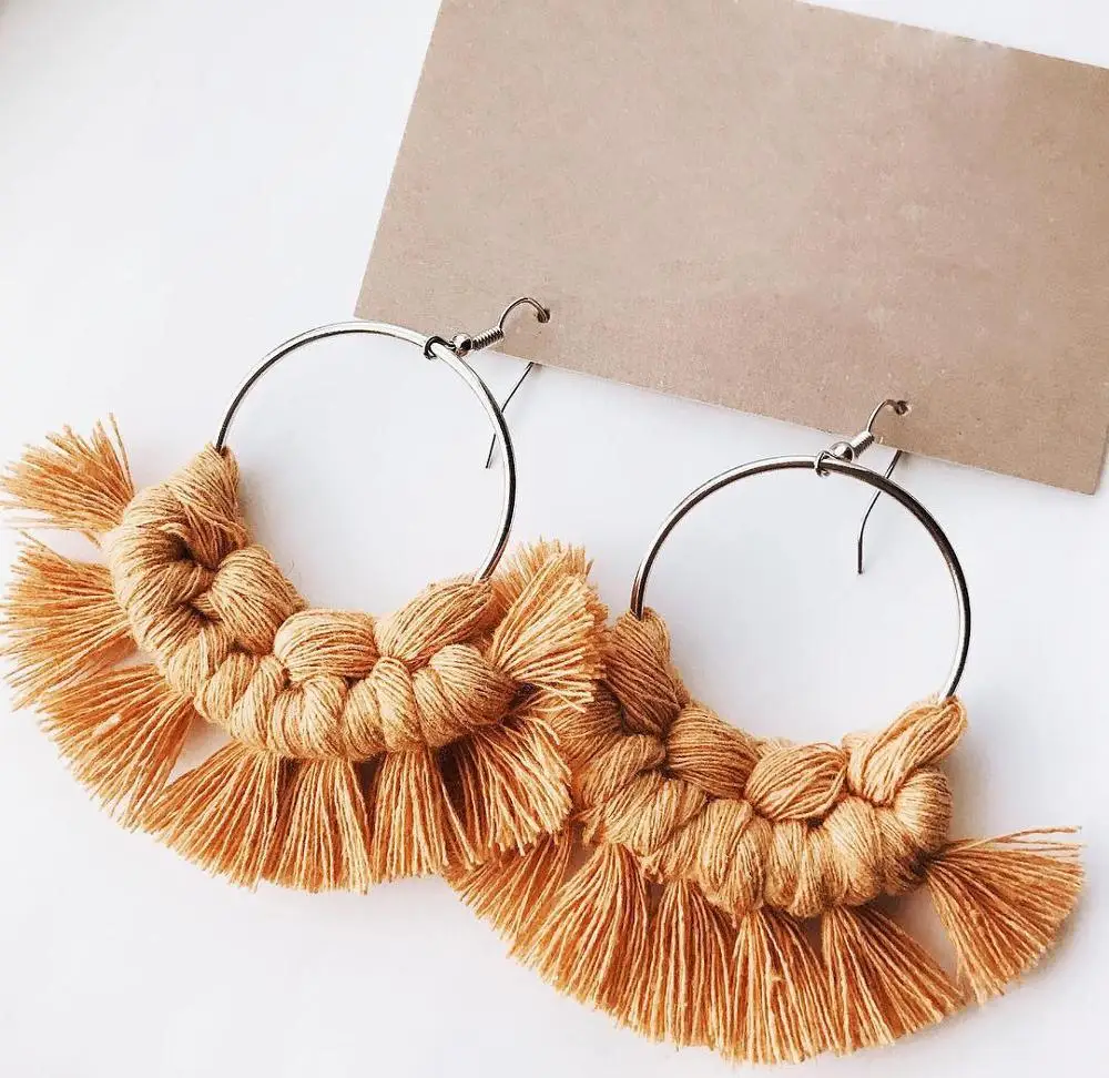 Женские богемные серьги с бахромой Girlgo длинные висячие перьями очаровательные