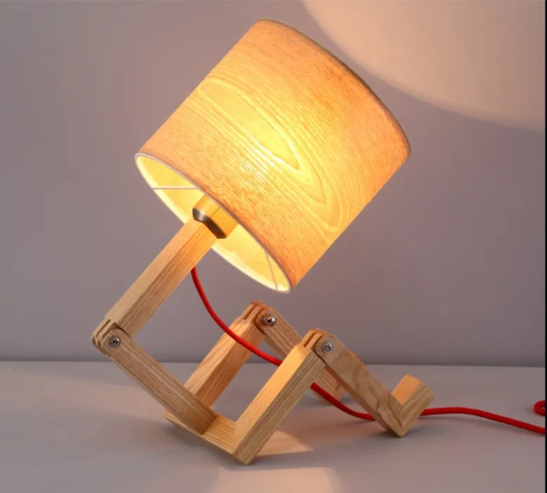 European Style Table Lamp Wooden Bedside with Fabric Lampshade lamparas de mesa Desk Light Deco Luminaria For Living Room Освещение