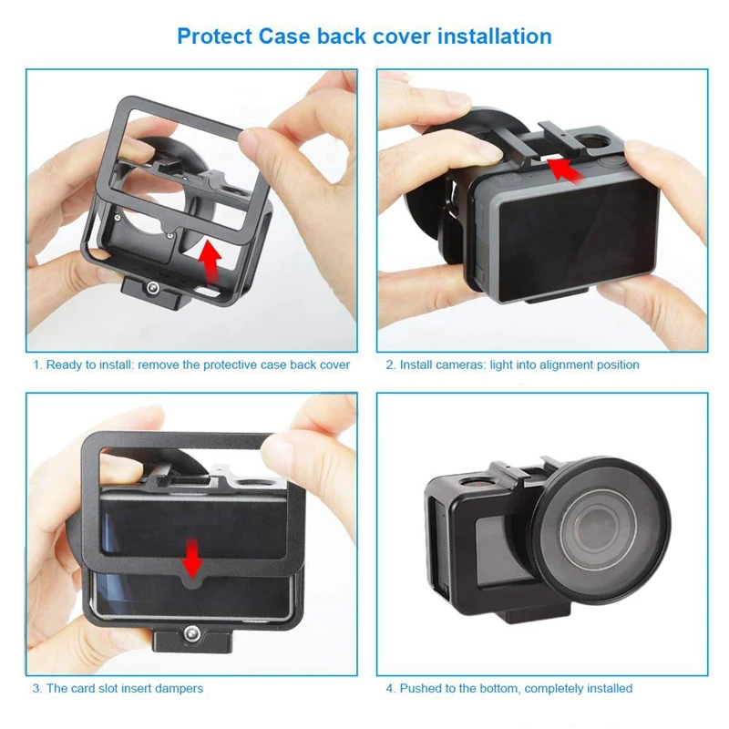 Aluminum Alloy Housing Frame Case With Back Door For Dji Osmo Action Camera Protective Metal Side Open Shell 52Mm Uv Filt | Электроника
