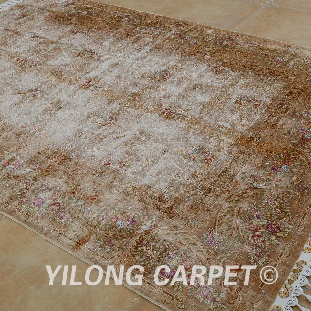 Yilong 5.5'x8.2' Antique hand made persian tabriz carpet dark blue knotted Turkish rug (1667) | Дом и сад