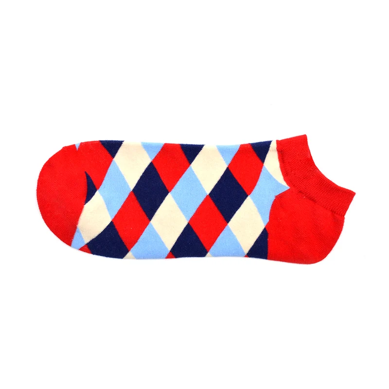Checkerboard Happy Crew носки скейтбордиста алмаз геометрические лодыжки хлопок короткие летние забавные женские мужские красочные носки мужские