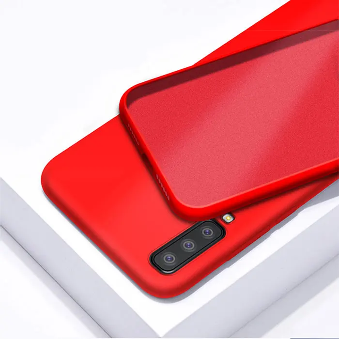 Красный Чехол для samsung Galaxy A70 A50 A40 A20 чехол Жидкий чехол внутри Флокированный Бампер Мягкий ТПУ чехол для телефона для samsung A60 A30 A10 - Цвет: Красный
