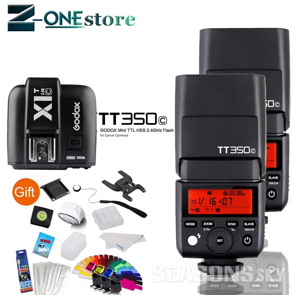 2 * GODOX TT350C 4G HSS GN36 TTL мини Вспышка Speedlite + беспроводной фотопередатчик для Canon EOS 800D 650D