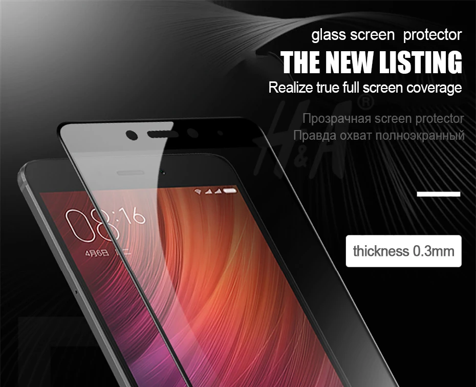 H& A полное покрытие из закаленного стекла для Xiaomi Redmi 4 4A 4Pro 4 Prime Redmi Note 4 Pro Note 4X Защитная пленка для экрана