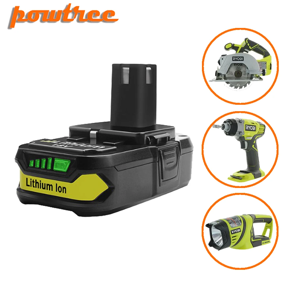 Сменная батарея Powtree 18 в 2500 мАч P107 для Ryobi P104 P105 P102 P103 аккумуляторная литий ионная