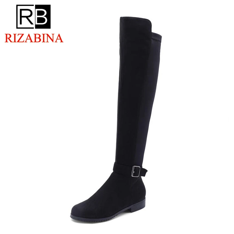 RizaBina Размеры 34–43 женские облегающие высокие сапоги зимняя женская обувь разных