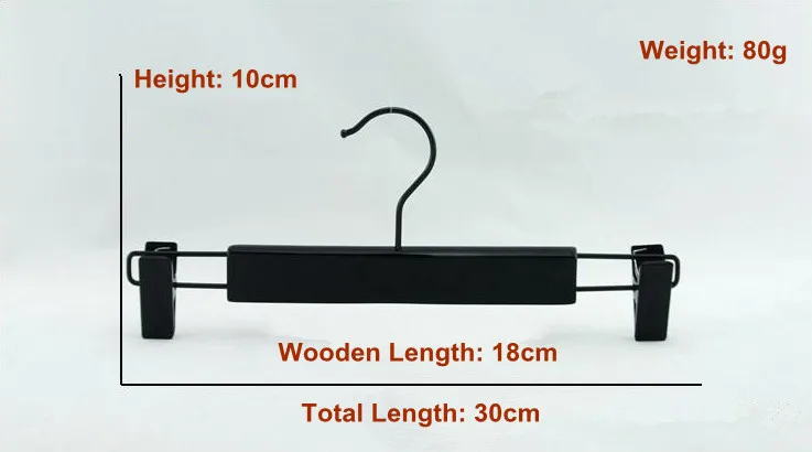 Вешалка Деревянная Hangerlink черная 33 см с зажимами для нижней части вешалка брюк (20