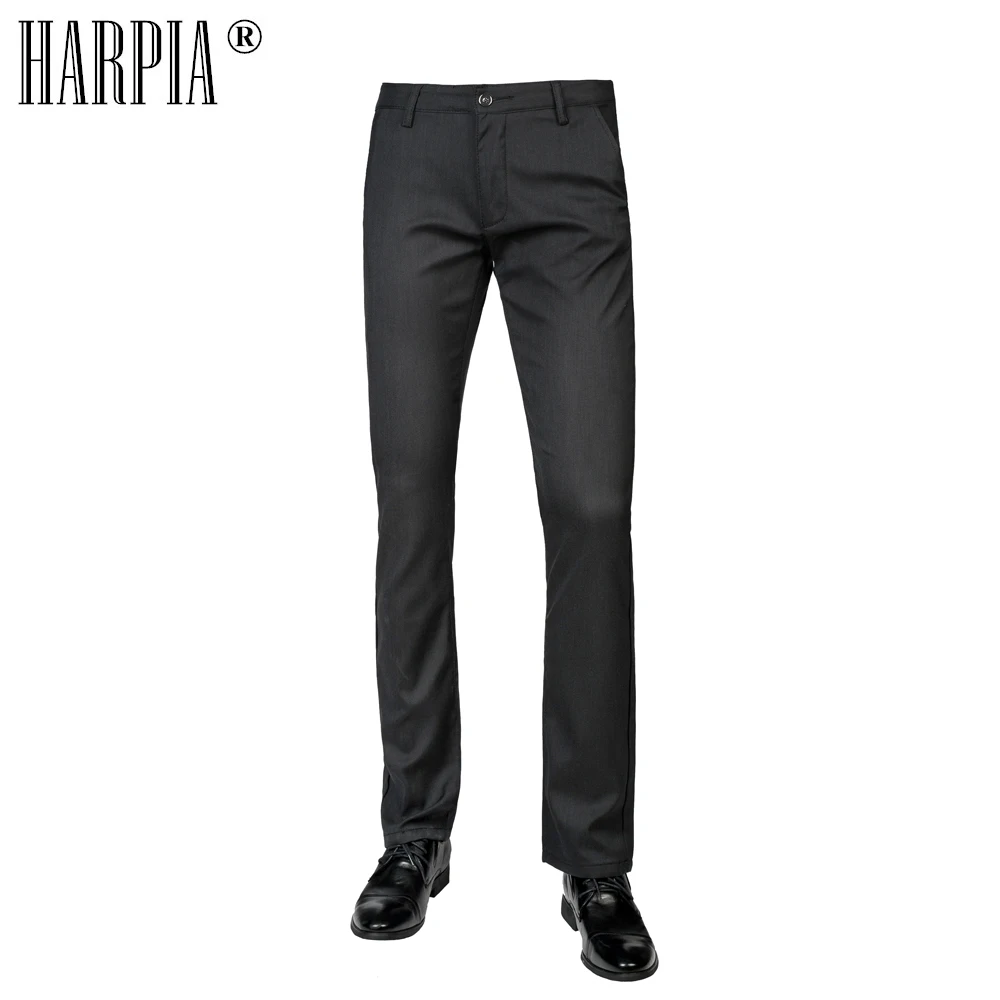 HARPIA Spring Autumn New 's Classic Black Casual Pants Men Slim Straight Stretch Full Length Business trousers Plus Size Male | Мужская
