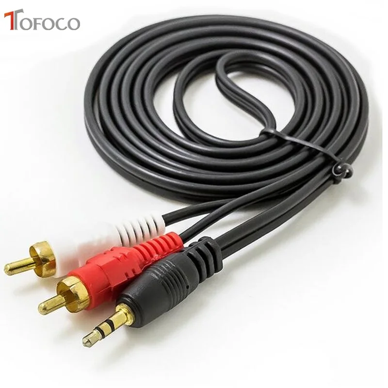 2017 ограниченная по времени Акция Tofoco 3 5 мм Джек к 2 Rca для аудио кабелей Штекерный