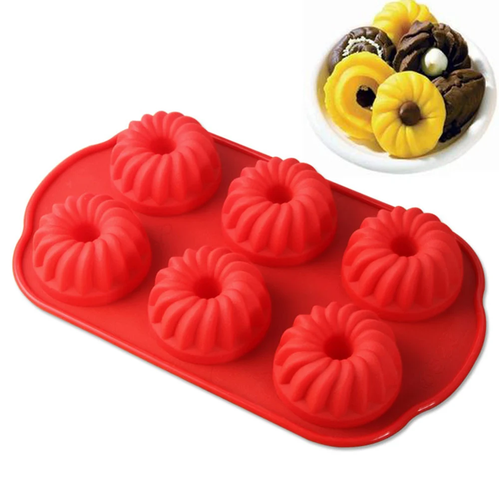 6 цветок силиконовая форма Роза пирожное пончик для выпечки пончиков формы торта