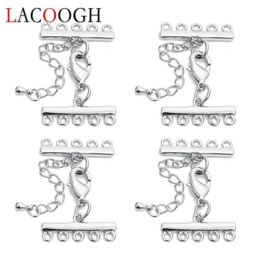 

2pcs Copper Fit Leather Cord Chains End Fastener Clasps With Chains for Bracelets Lobster Clasps Connectors DIY Jewelry Making