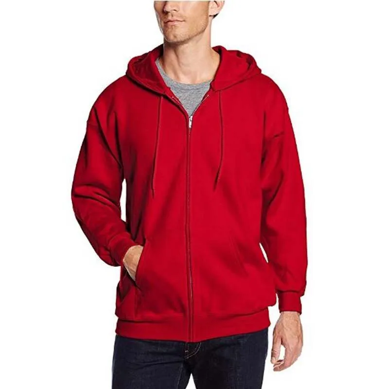 

Spring and Autumn New Zipper Pullover Hooded Men's Solid Color Cardigan Jacket Casual Sweatshirt
