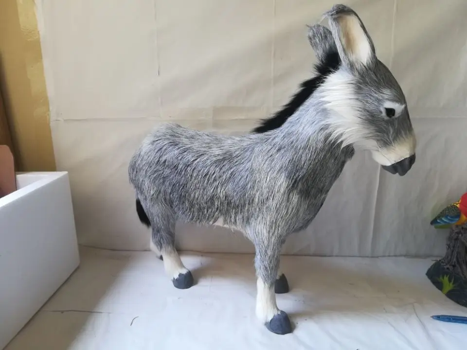 simulation gray donkey model polyethylene&ampfurs standing large 45x42cm handicraft home decoration gift b2688 | Мягкие игрушки