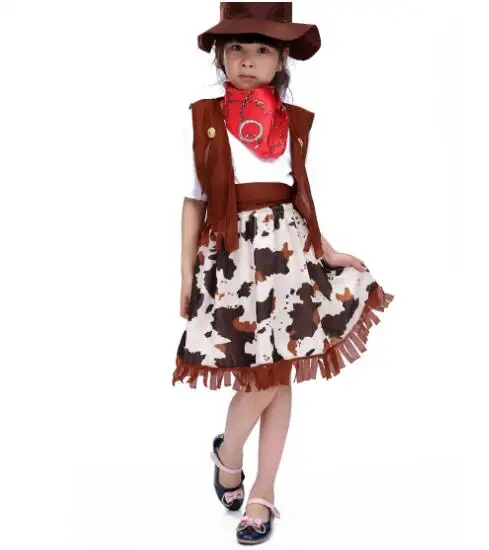 

110-140cm Halloween Cosplay fashion Clothing 4 pcs set kid boy girl cowboy Costume hero costume for boy birthday gift party
