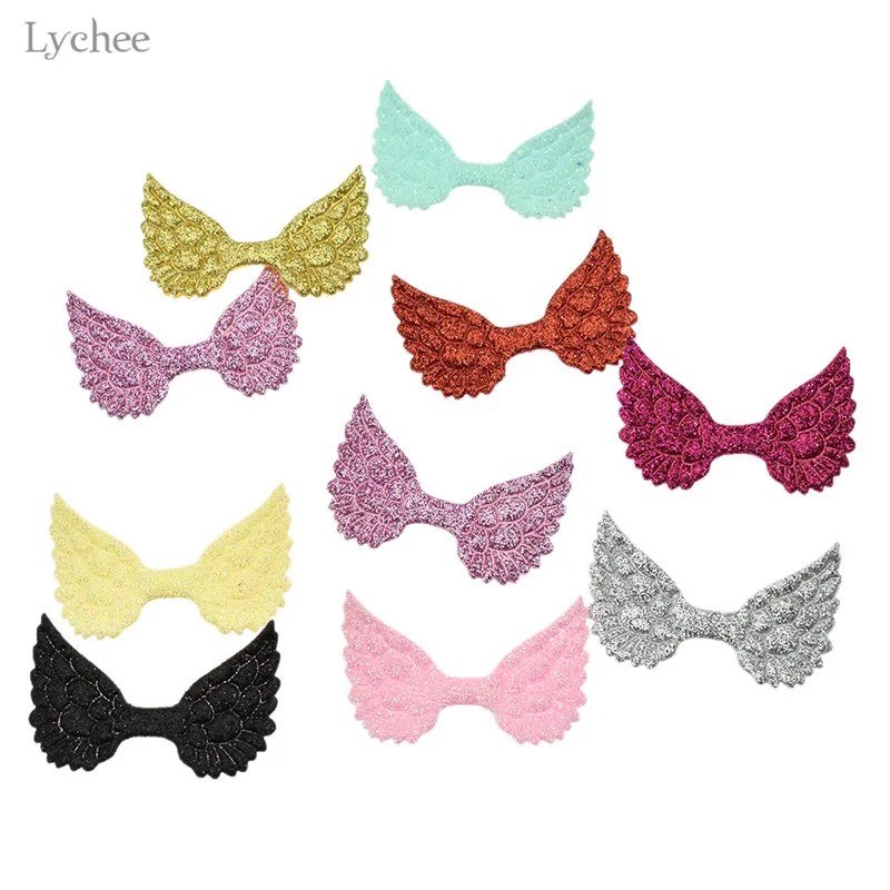 Lychee 40 шт. блестящая форма Крыло ангела патчи пришить на аппликация ремесла для одежды DIY патч Аксессуары для головы