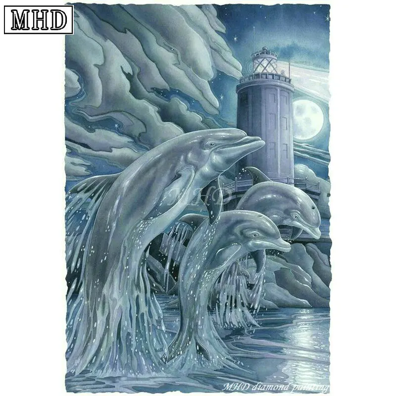 

Алмазная 5d картина «Дельфин» MHD «сделай сам», Новое поступление, 3d вышивка крестиком, квадратное шитье, украшение для дома SB37