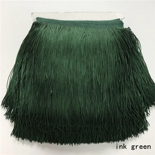 ink green SASKIA 10 метров 20 см длинная кружевная обрезанная лента Материал кисточки бахрома кружевное шитье одежды Diy латинское платье комплектующие для штор отделка - Цвет: ink green