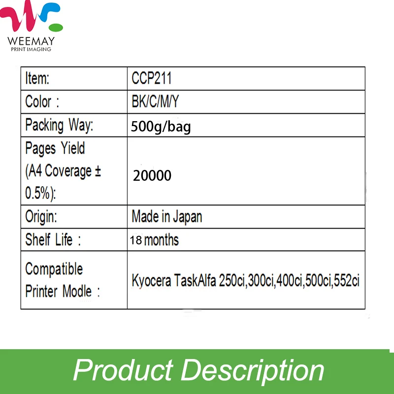 500 г/пакет Тонер порошок совместимый с принтером Kyocera 250ci 300ci 400ci 500ci 552ci|toner for