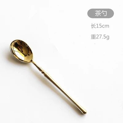 f.tea spoon Ретро Черное золото 304 из нержавеющей стали столовые ножи вилка ложка металлическая посуда суп обеденная ложка нож чайная ложка Ресторан - Цвет: f.tea spoon