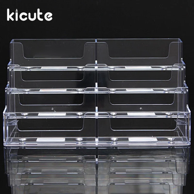 Kicute, хит, настольный бизнес-держатель для карт, 8 карманов, подставка, прозрачный акриловый дисплей, стойка, офисные принадлежности для дома