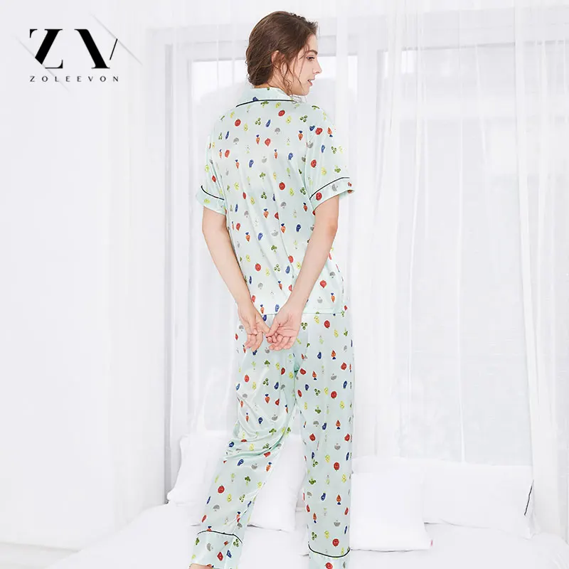Шелковые пижамы женские пижамные комплекты из двух предметов летняя одежда для