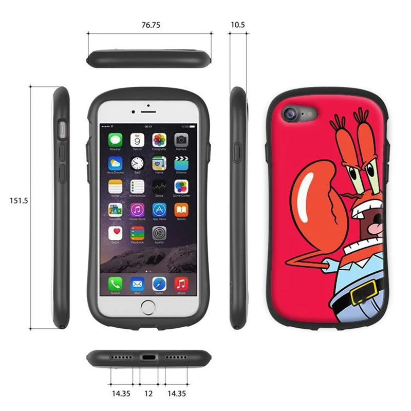 Spongebob Back Stars Phone Cases For Iphone 6 6S 7 8 Plus X Full Protective Case 7plus |