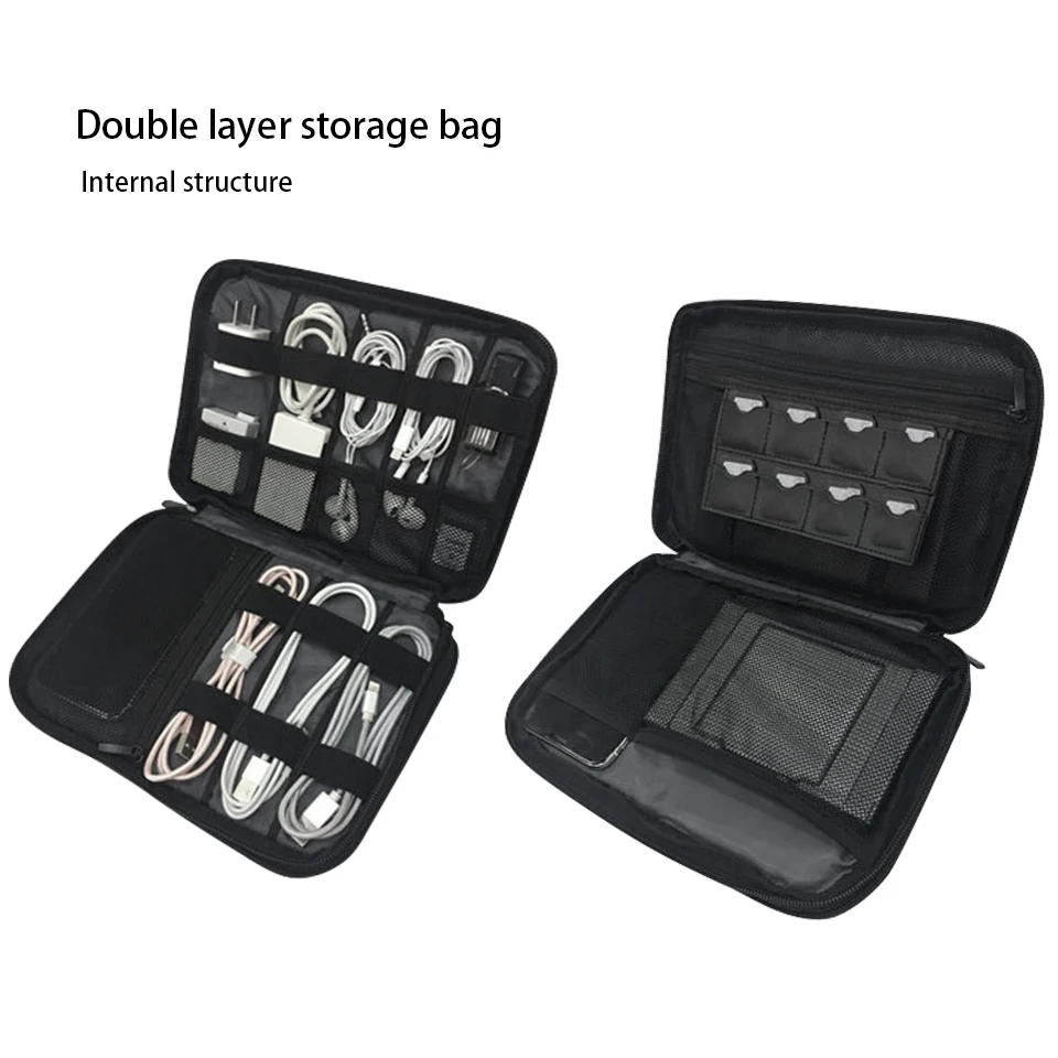 Однослойный двухслойный органайзер для электронных принадлежностей утолщенный