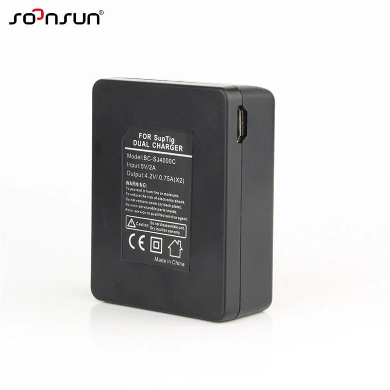 SOONSUN портативное USB двойное зарядное устройство для SJCAM SJ4000 SJ5000 SJ6000 камера