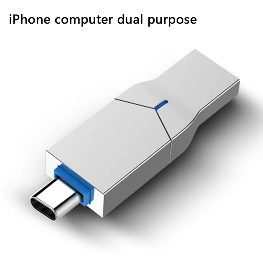 2in1 USB3.0 флеш-накопители, 16/32/64 GB Тип-C USB Диск флеш-накопитель совместим для iPhone iOS Android Тип-C ПК-Серебристый - Цвет: A Silver 32GB